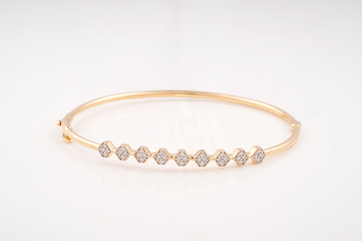 Yellow Gold Hexagon 18KT Diamond Bangle