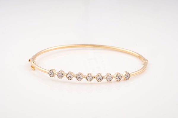 Yellow Gold Hexagon 18KT Diamond Bangle