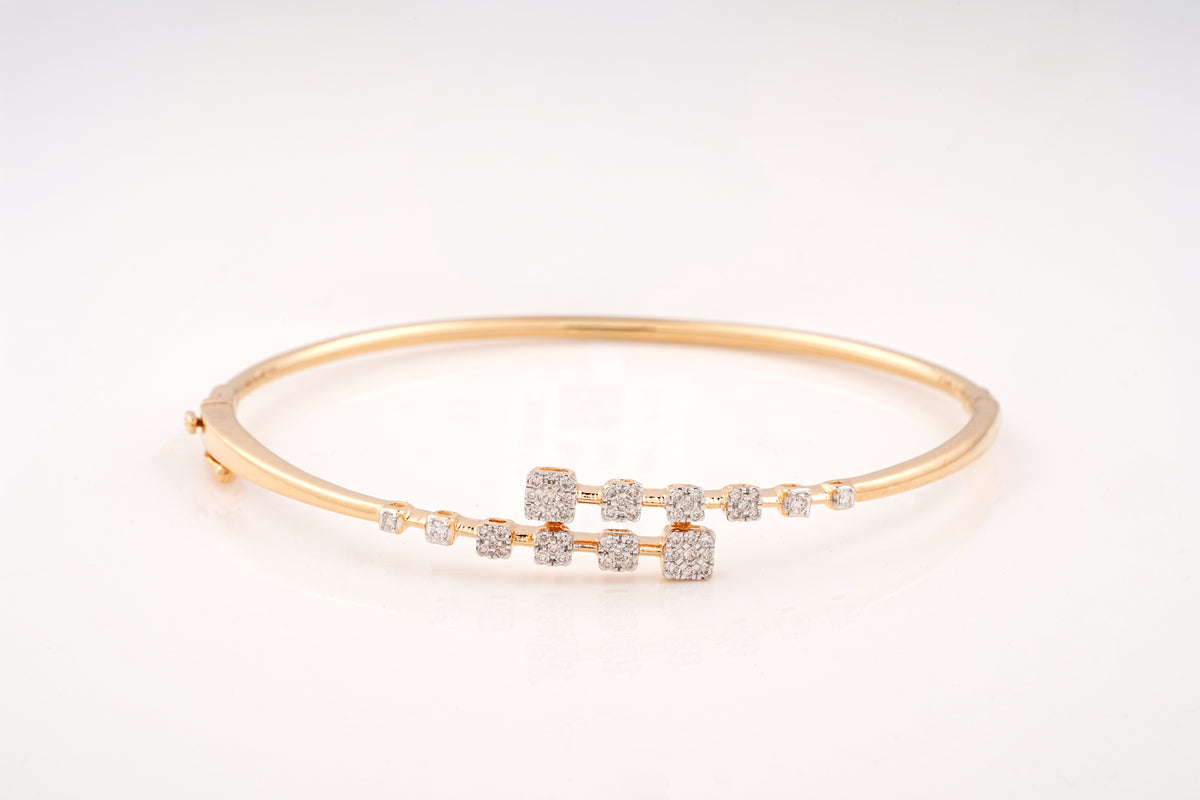 Rose Gold Cluster 18KT Diamond Bangle