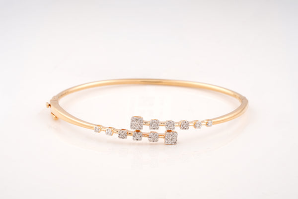 Rose Gold Cluster 18KT Diamond Bangle