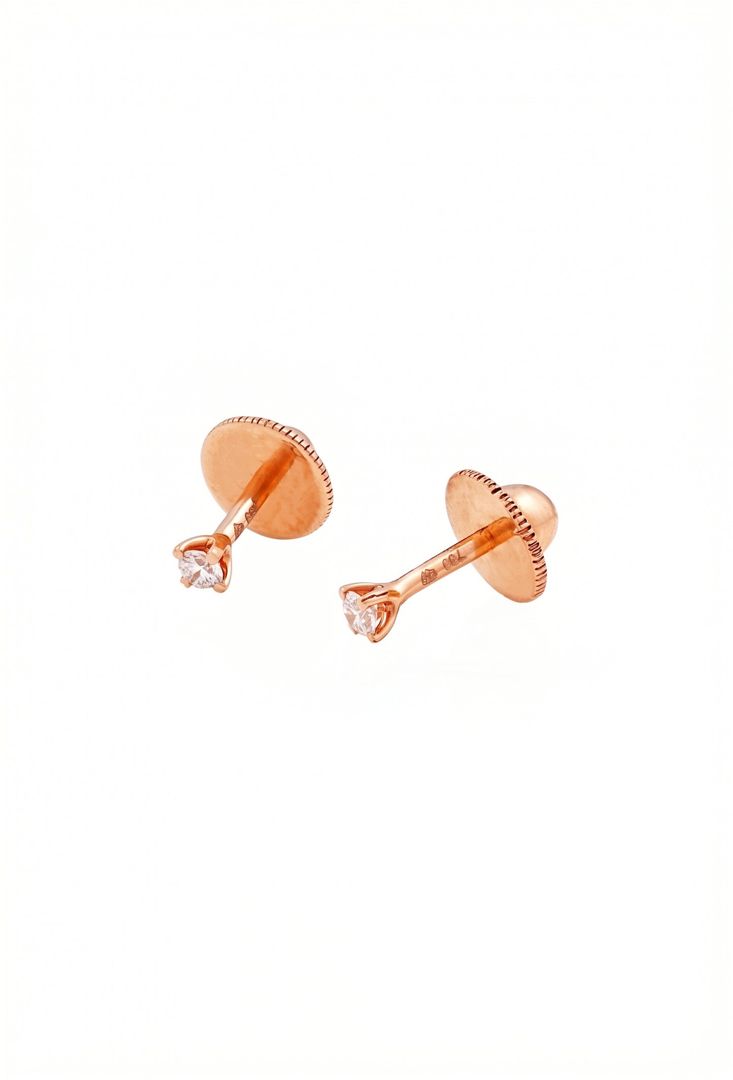 Classic 18Kt Rose Gold Solitaire Diamond Stud Earrings for Kid
