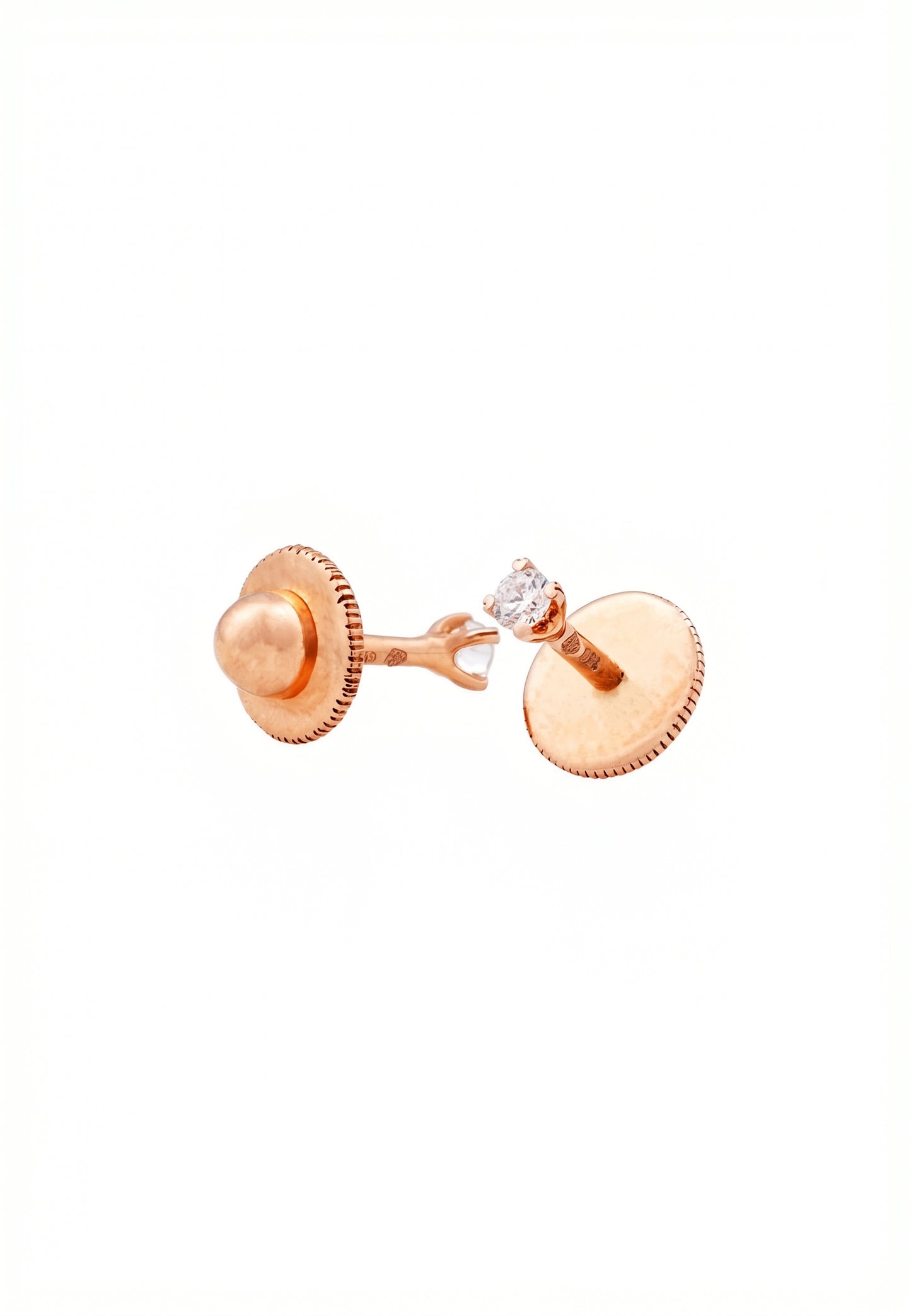 Classic 18Kt Rose Gold Solitaire Diamond Stud Earrings for Kid