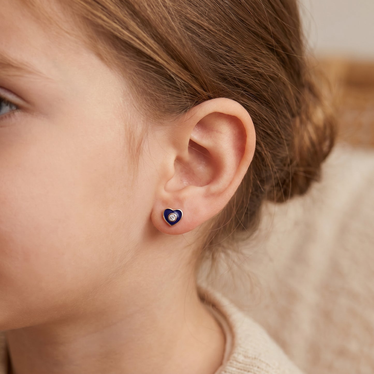 Mazhalai 18kt Gold Daily Wear Diamond Stud Earrings for Kids