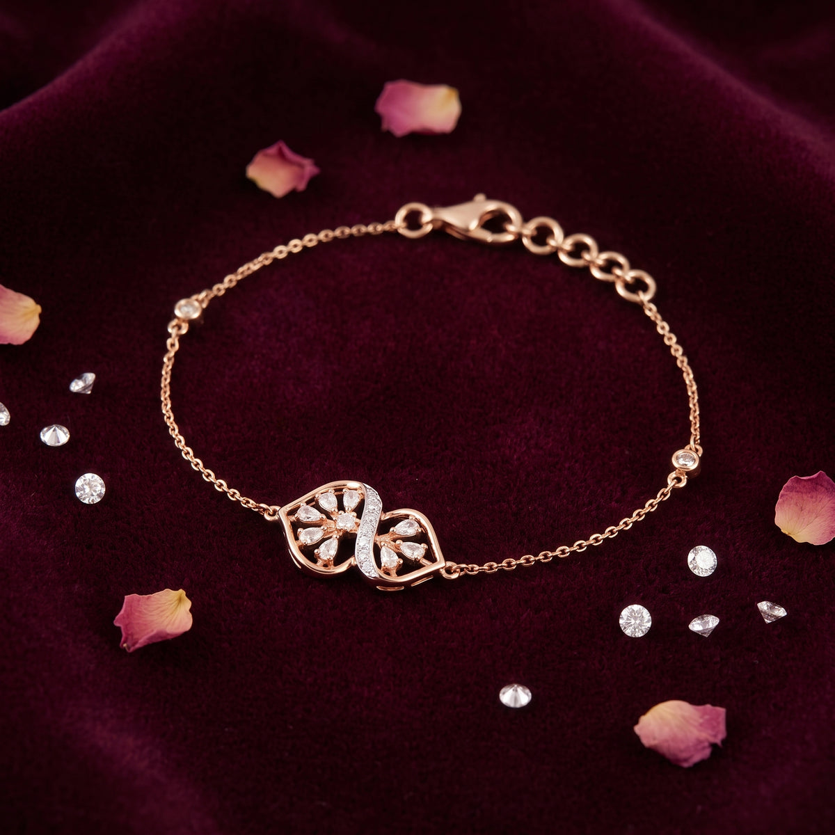 Rose Gold Infinity 18KT Diamond Bracelet