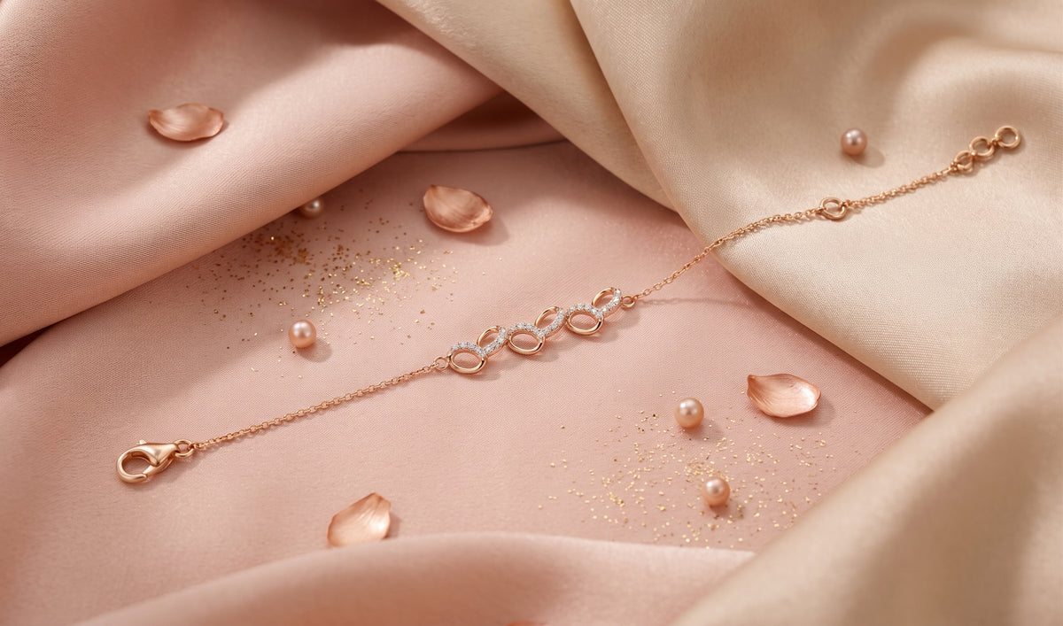 Rose Gold Oval Link 18KT Diamond Bracelet