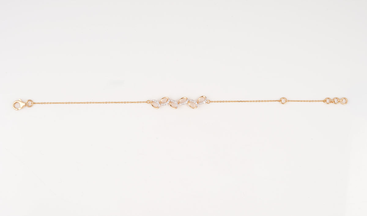 Rose Gold Oval Link 18KT Diamond Bracelet