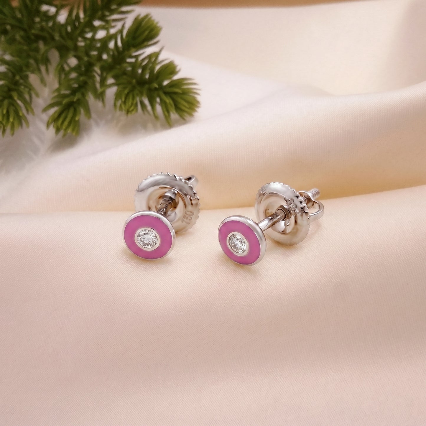 Gulabi 18kt White Gold Daily Wear Diamond Stud Earrings for Kids