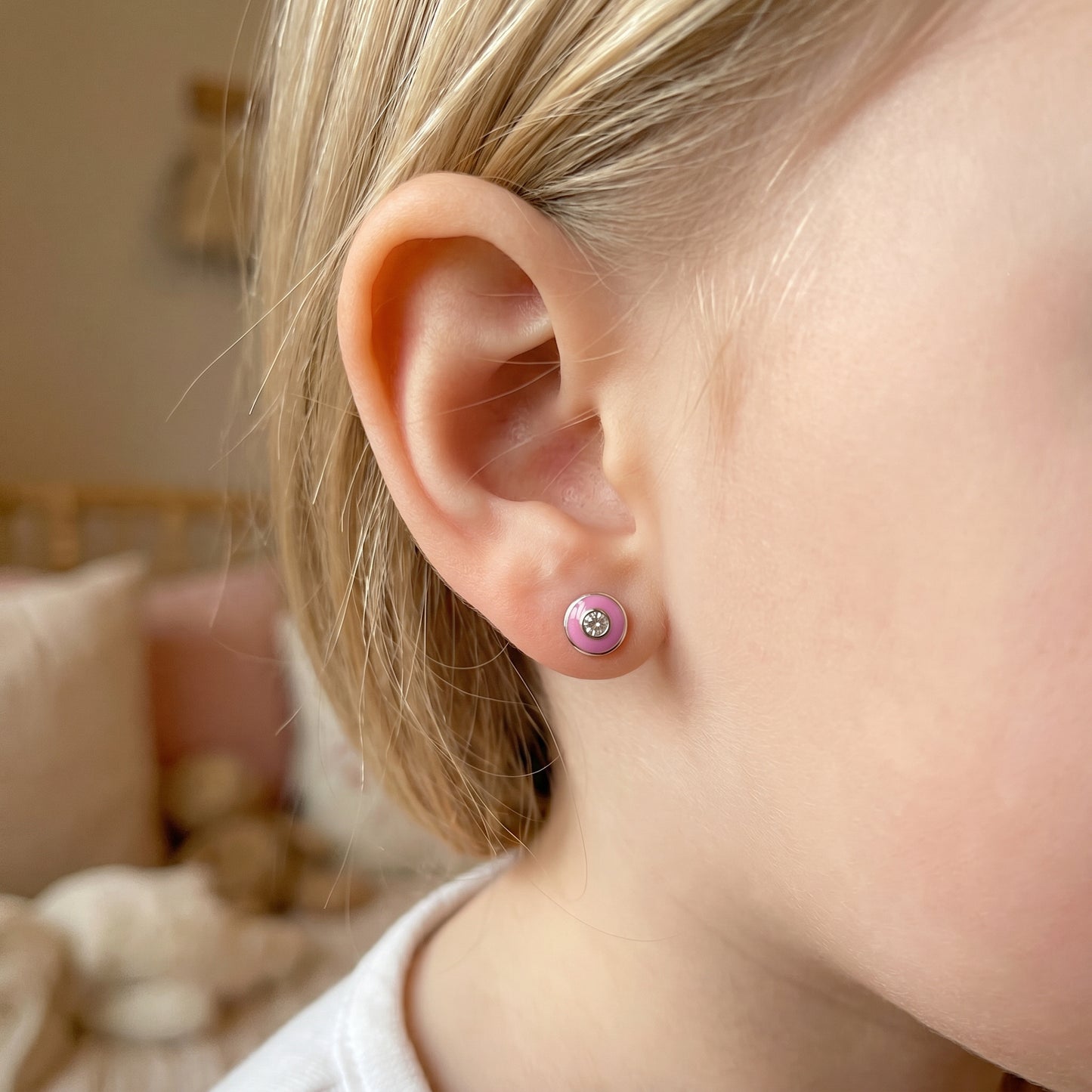 Gulabi 18kt White Gold Daily Wear Diamond Stud Earrings for Kids