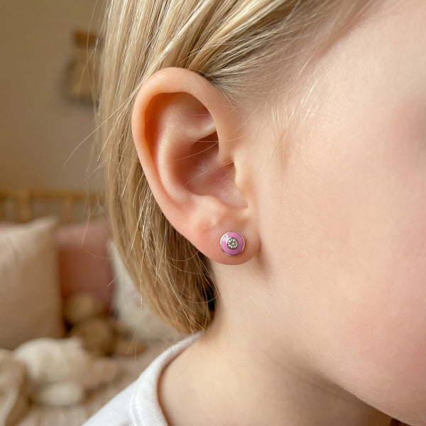 Gulabi 18kt White Gold Daily Wear Diamond Stud Earrings for Kids