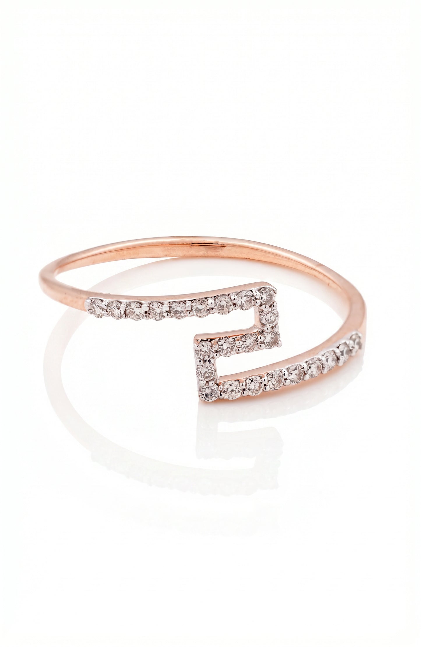 18kt Rose Gold Bypass Party Wear Diamond Ring for Women