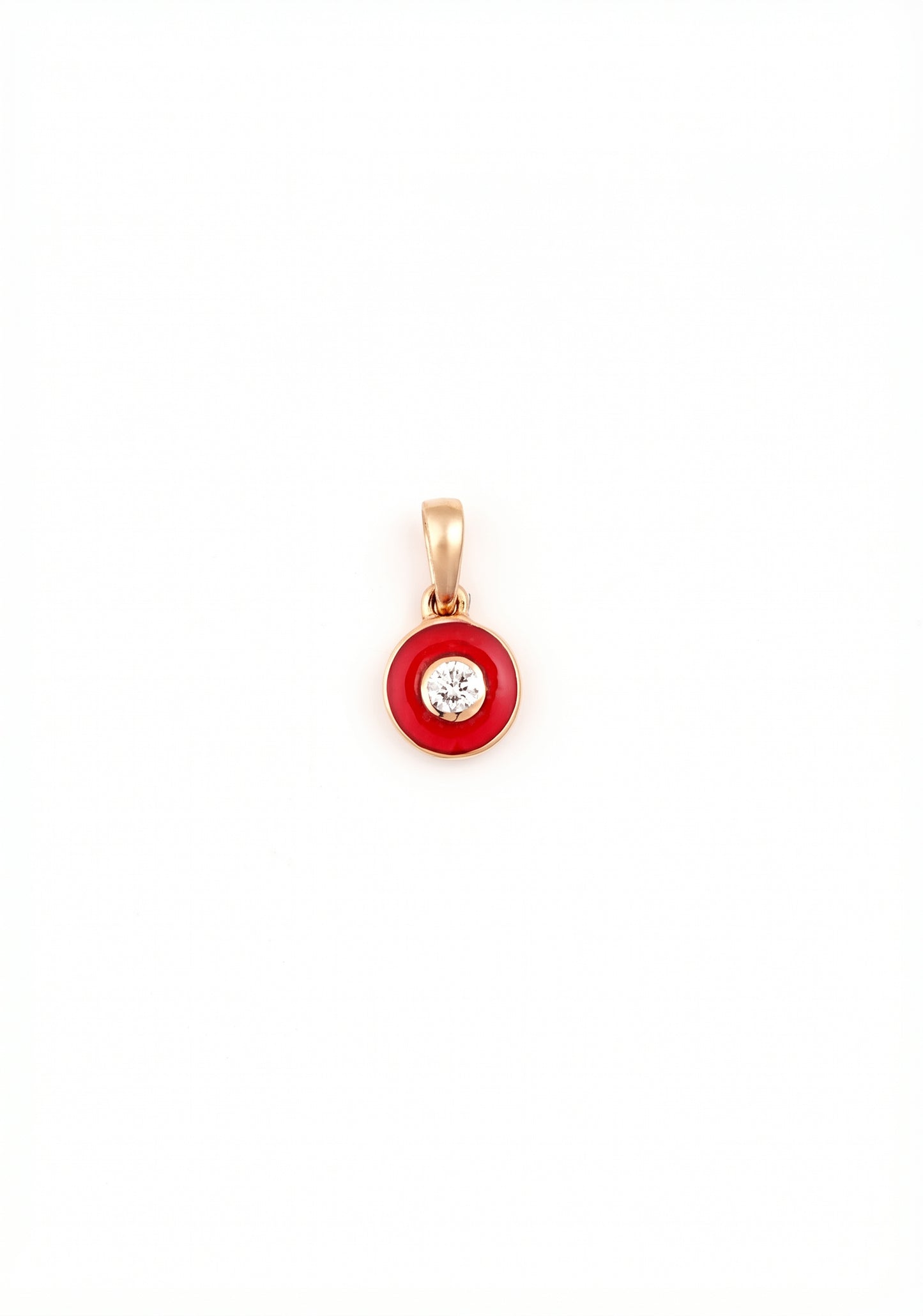 18kt Gold Kids Evil Eye Diamond Pendant with Red Enamel
