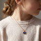 18kt Gold Kids Blue Enamel Heart Diamond Pendant for Kids