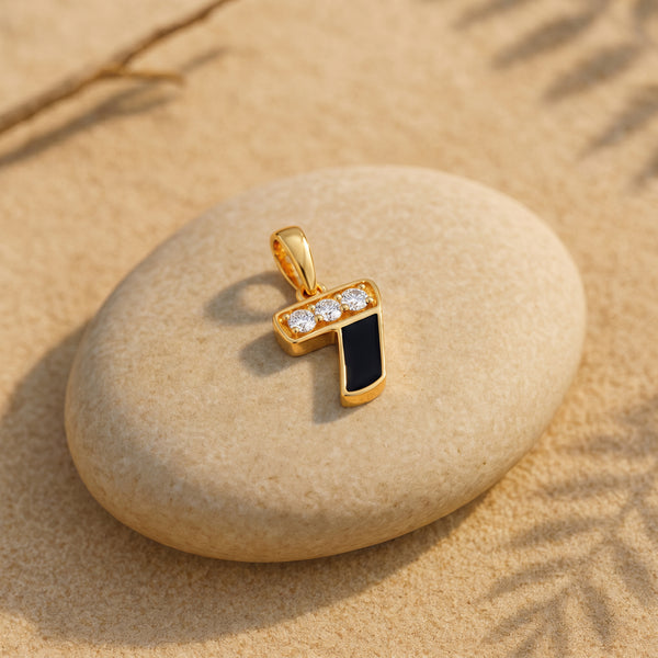 18kt Gold Number 7 Daily Wear Diamond Pendant for Kids