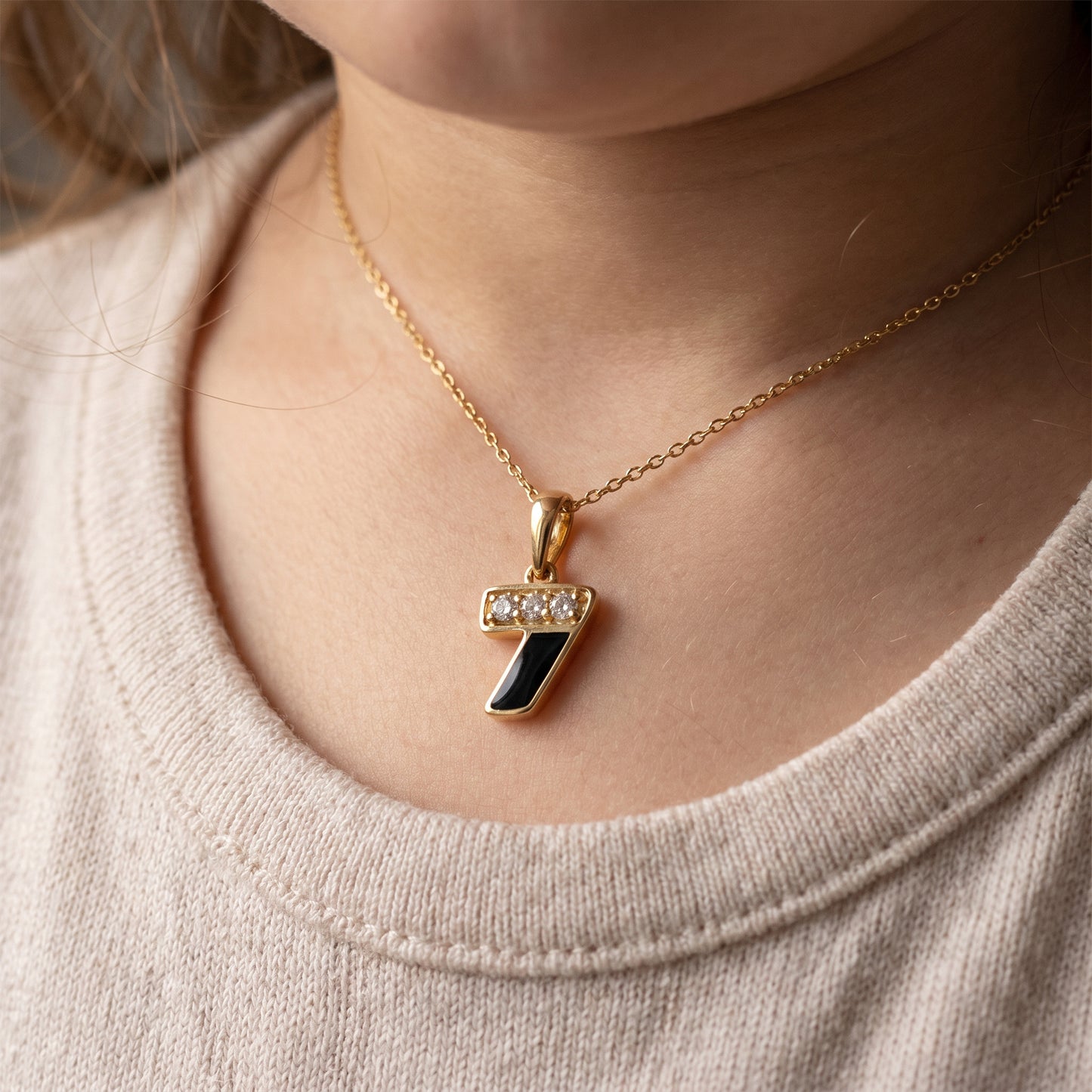 18kt Gold Number 7 Daily Wear Diamond Pendant for Kids