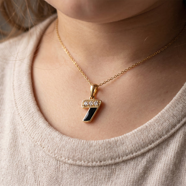 18kt Gold Number 7 Daily Wear Diamond Pendant for Kids