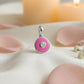 18kt Gold Kids Evil Eye Diamond Pendant with Pink Enamel