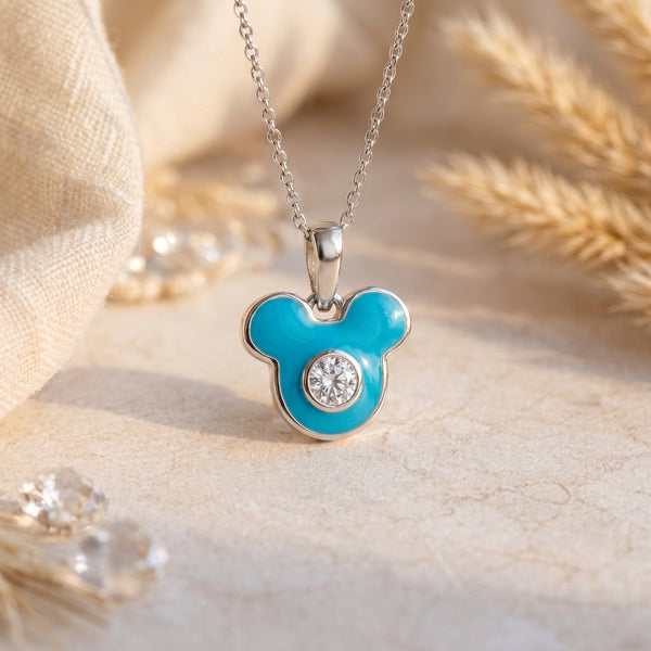 18kt Gold Kids Blue Enamel Diamond Pendant