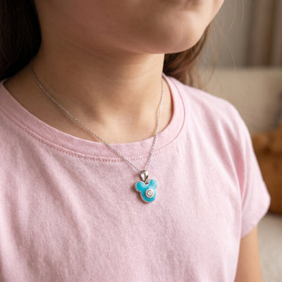 18kt Gold Kids Blue Enamel Diamond Pendant