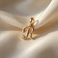 18kt Gold R Initial Daily Wear Diamond Pendant for Kids
