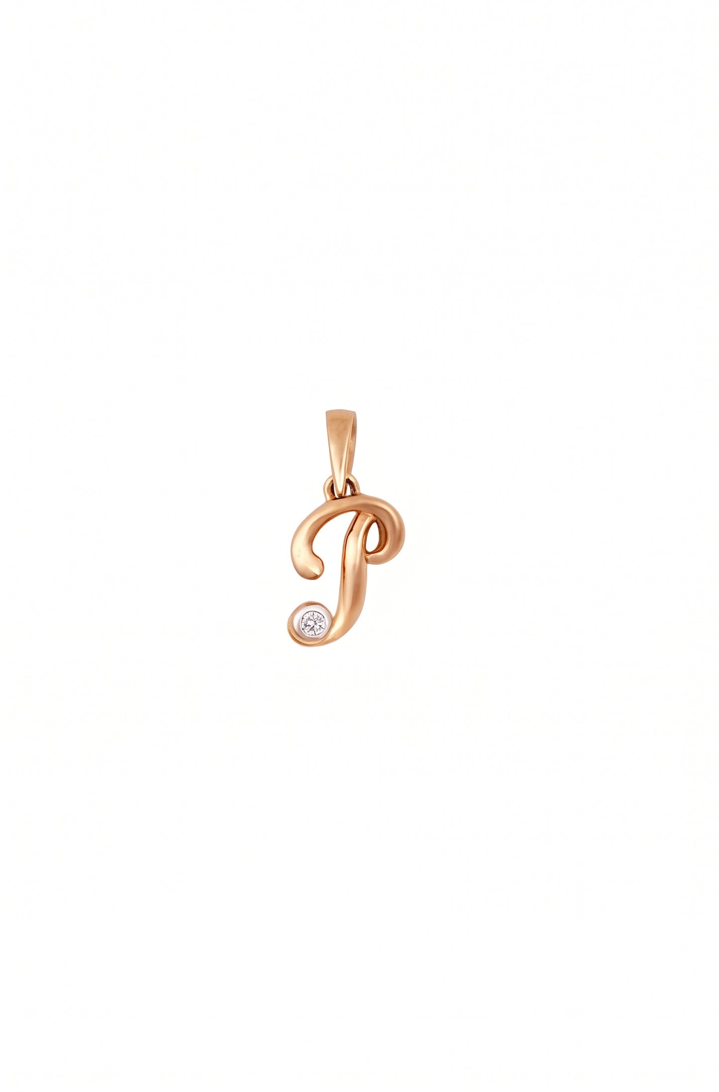 18kt Gold Initial P Daily Wear Diamond Pendant for Kids