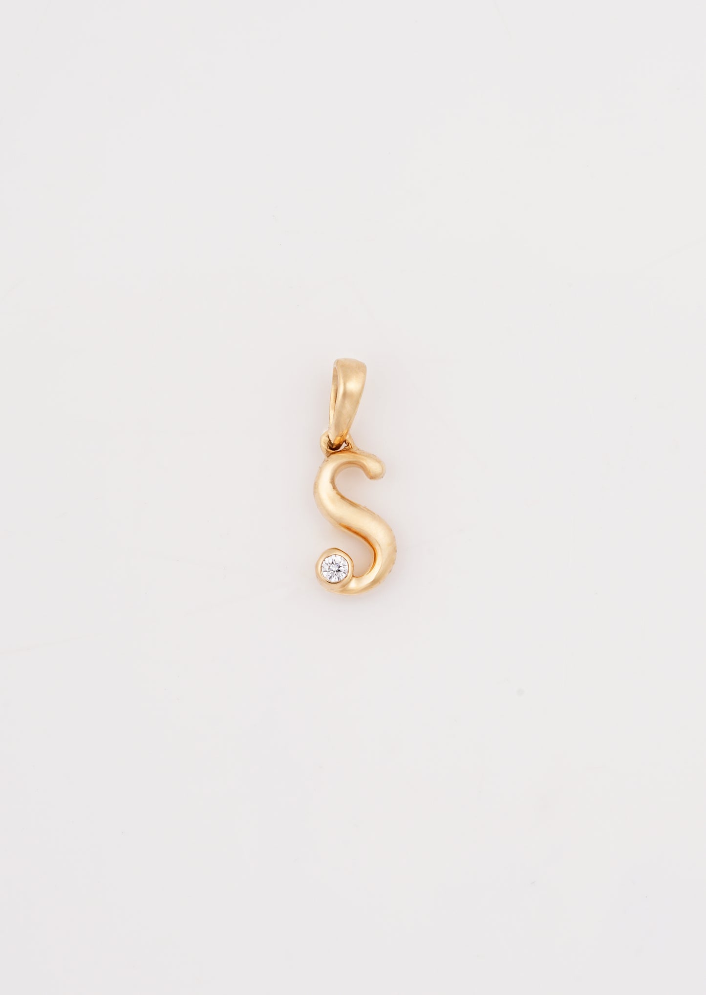 18kt Gold Initial S Daily Wear Diamond Pendant for Kids