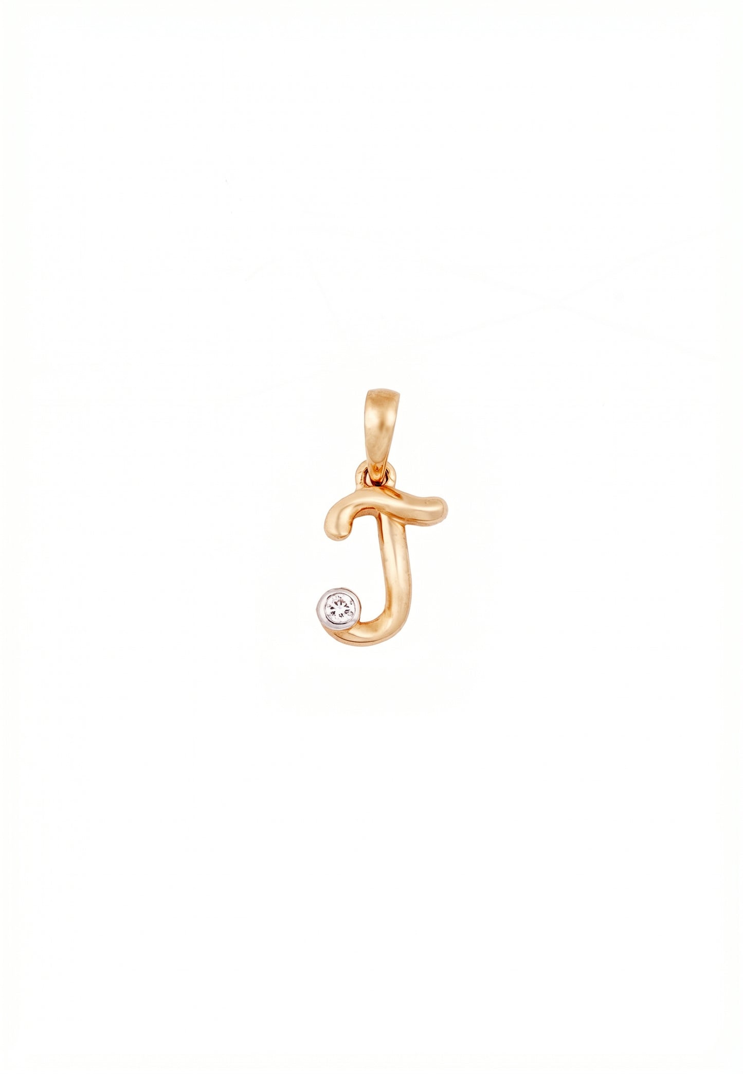 18kt Gold J Initial Daily Wear Diamond Pendant for Kids