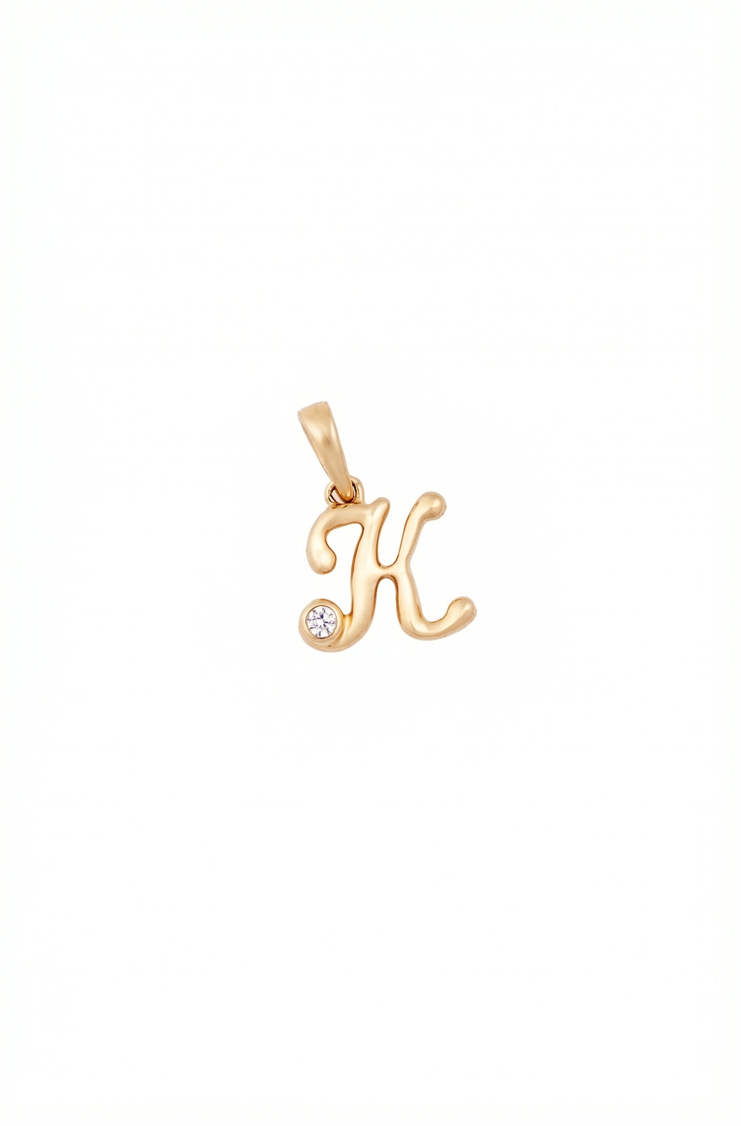 18kt Gold K Initial Daily Wear Diamond Pendant for Kids