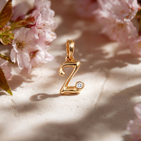18kt Gold Z Initial Daily Wear Diamond Pendant for Kids