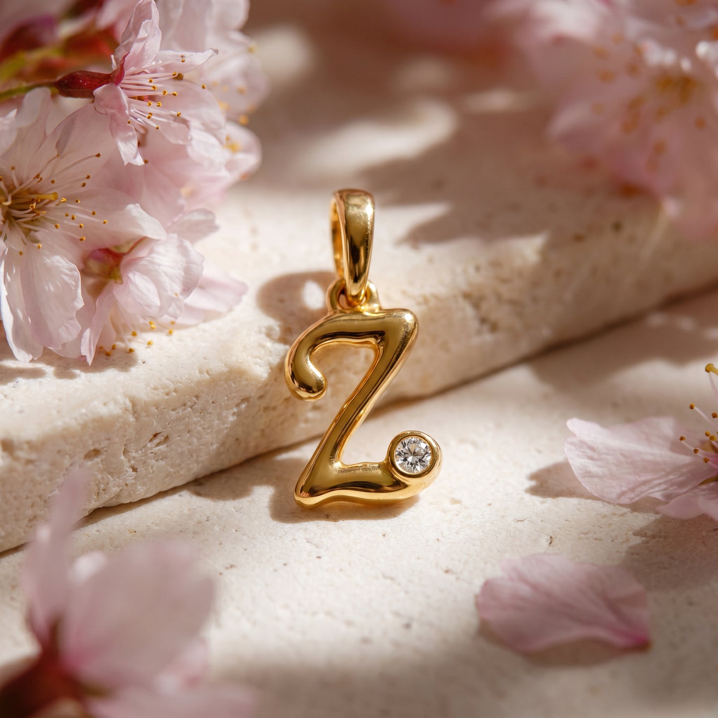 18kt Gold Initial Z Daily Wear Diamond Pendant for Kids