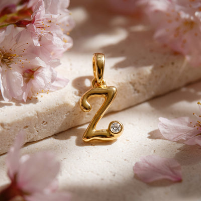 18kt Gold Initial Z Daily Wear Diamond Pendant for Kids