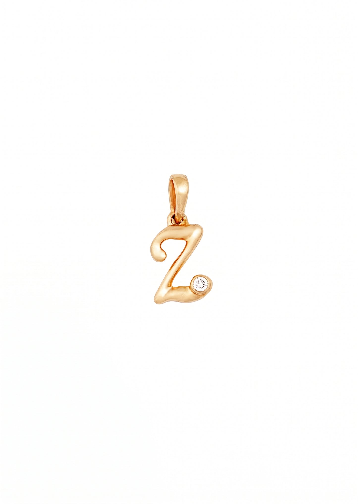 18kt Gold Initial Z Daily Wear Diamond Pendant for Kids