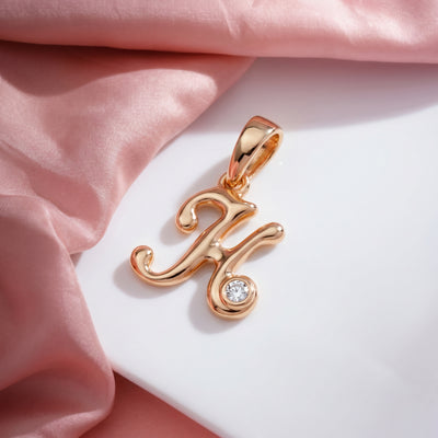 18kt Gold H Initial Daily Wear Diamond Pendant for Kids