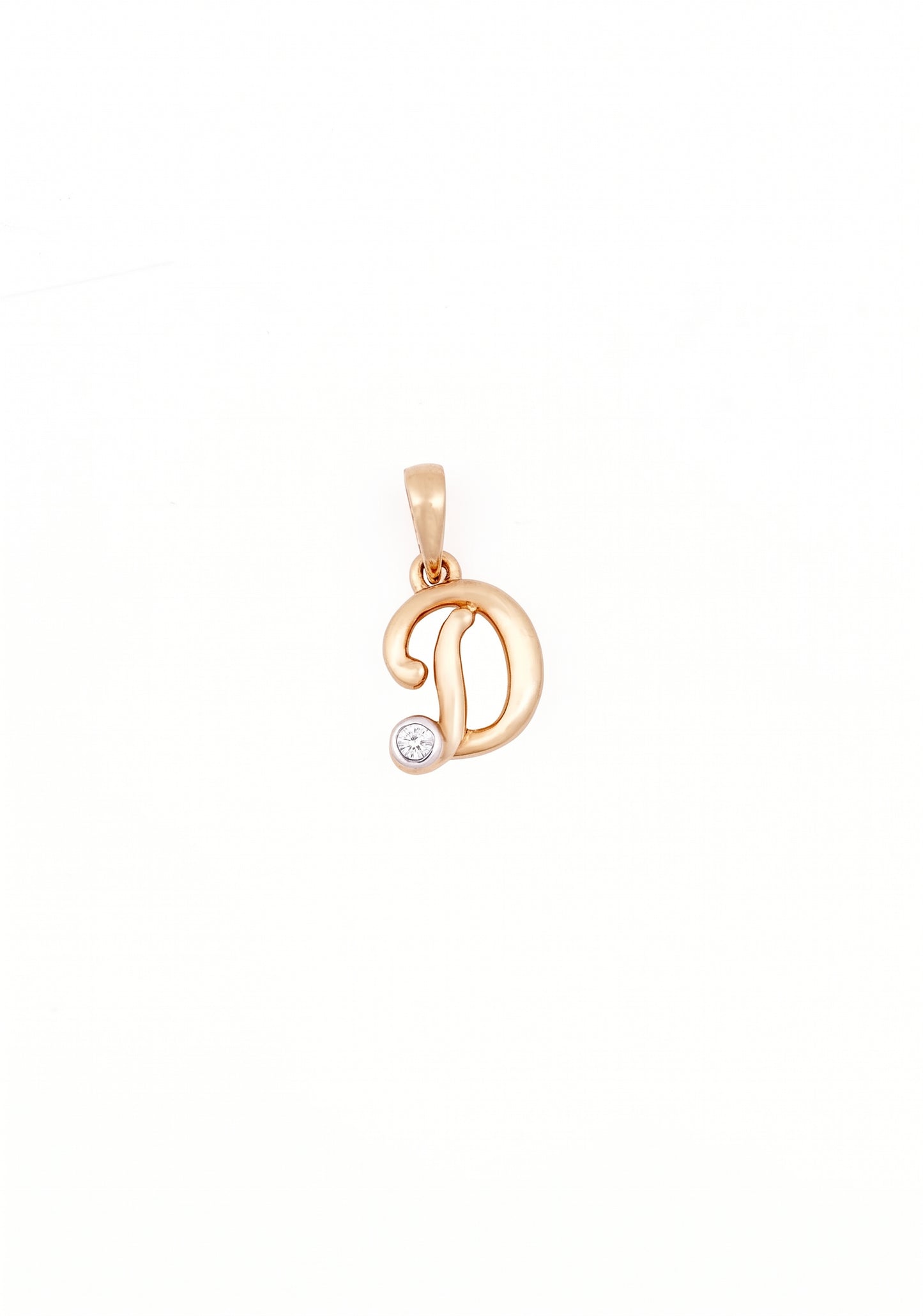 18kt Gold D Initial Daily Wear Diamond Pendant for Kids