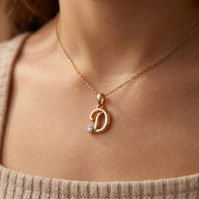 18kt Gold Initial D Daily Wear Diamond Pendant for Kids