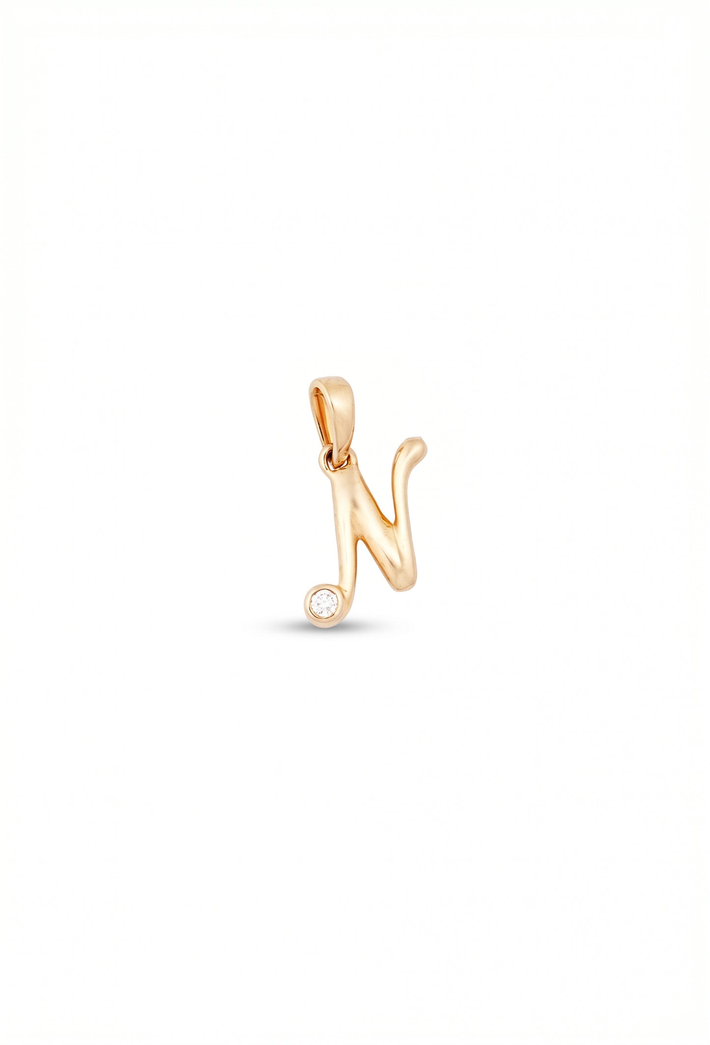 18kt Gold N Initial Everyday Wear Diamond Pendant for Kids