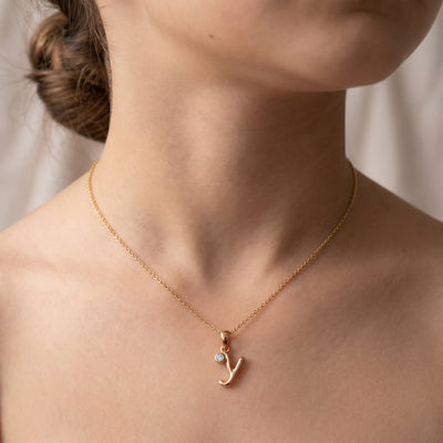 18kt Gold Initial Y Everyday Wear Diamond Pendant for Kids