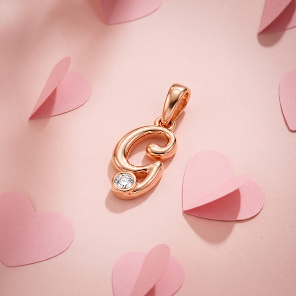 18kt Gold G Initial Daily Wear Diamond Pendant for Kids