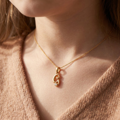 18kt Gold G Initial Daily Wear Diamond Pendant for Kids