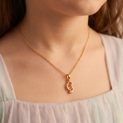 18kt Gold Initial G Everyday Wear Diamond Pendant for Kids