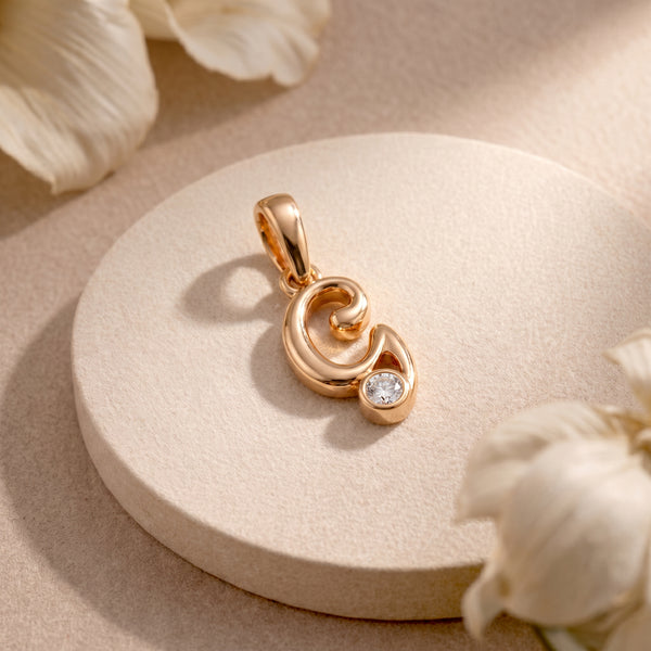 18kt Gold G Initial Daily Wear Diamond Pendant for Kids