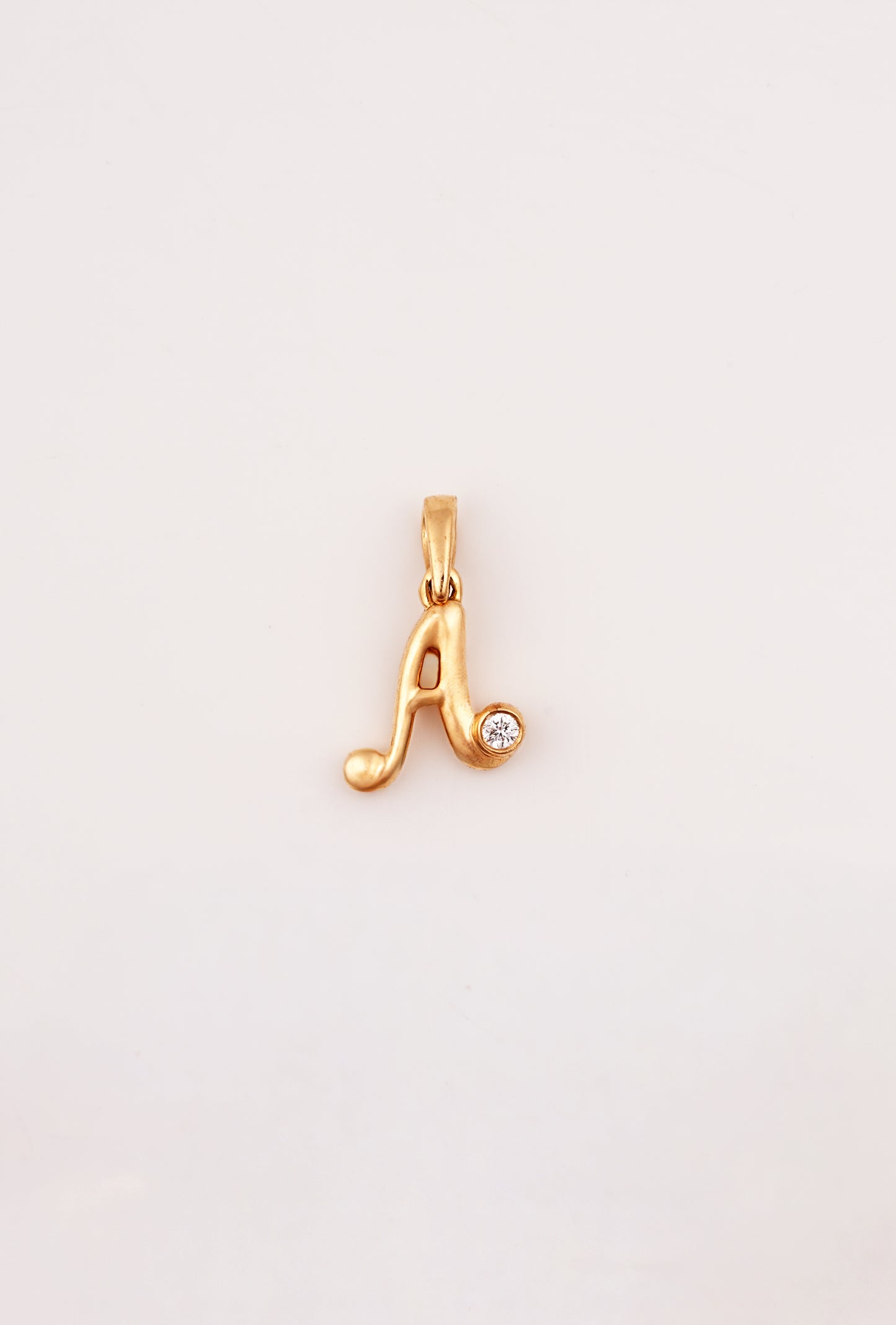 18kt Gold A Initial Daily Wear Diamond Pendant for Kids