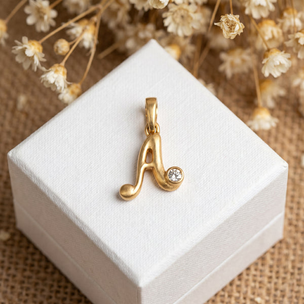 18kt Gold Initial A Everyday Wear Diamond Pendant for Kids