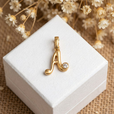 18kt Gold Initial A Everyday Wear Diamond Pendant for Kids