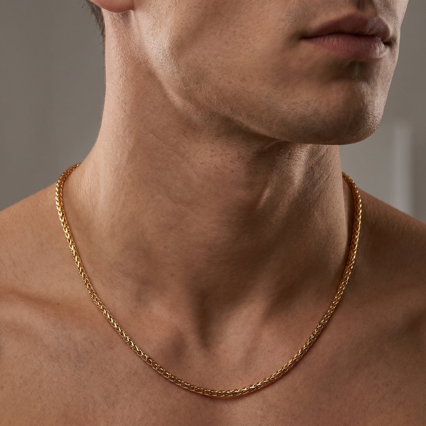 18Kt Yellow Gold Wheat Chain for Men