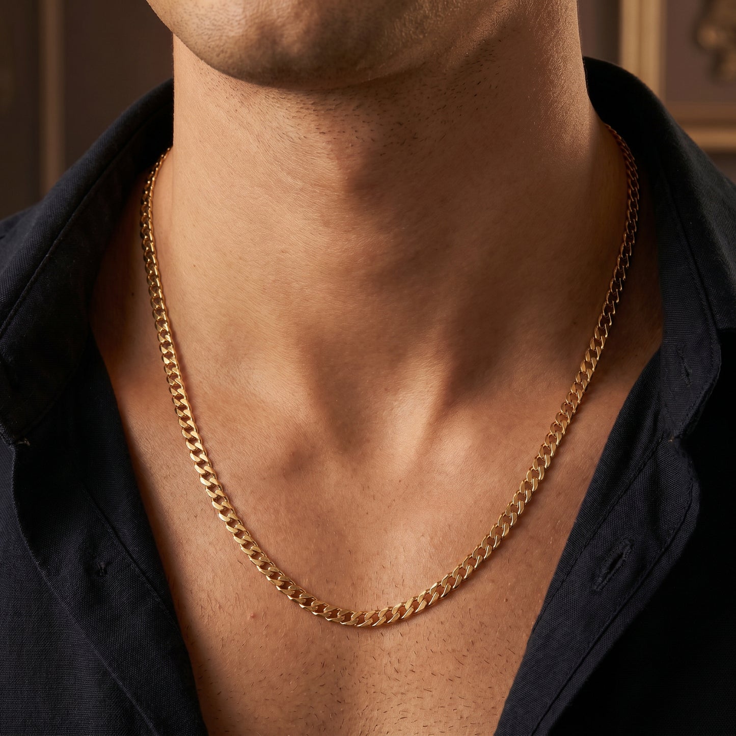 18Kt Yellow Gold Cuban Link Chain for Men
