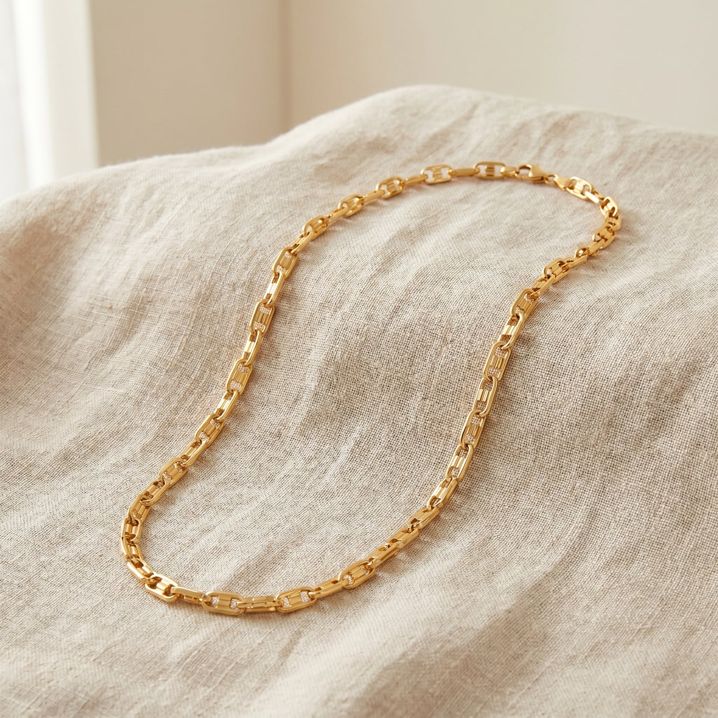 18Kt Yellow Gold Diamond Link Chain for Men