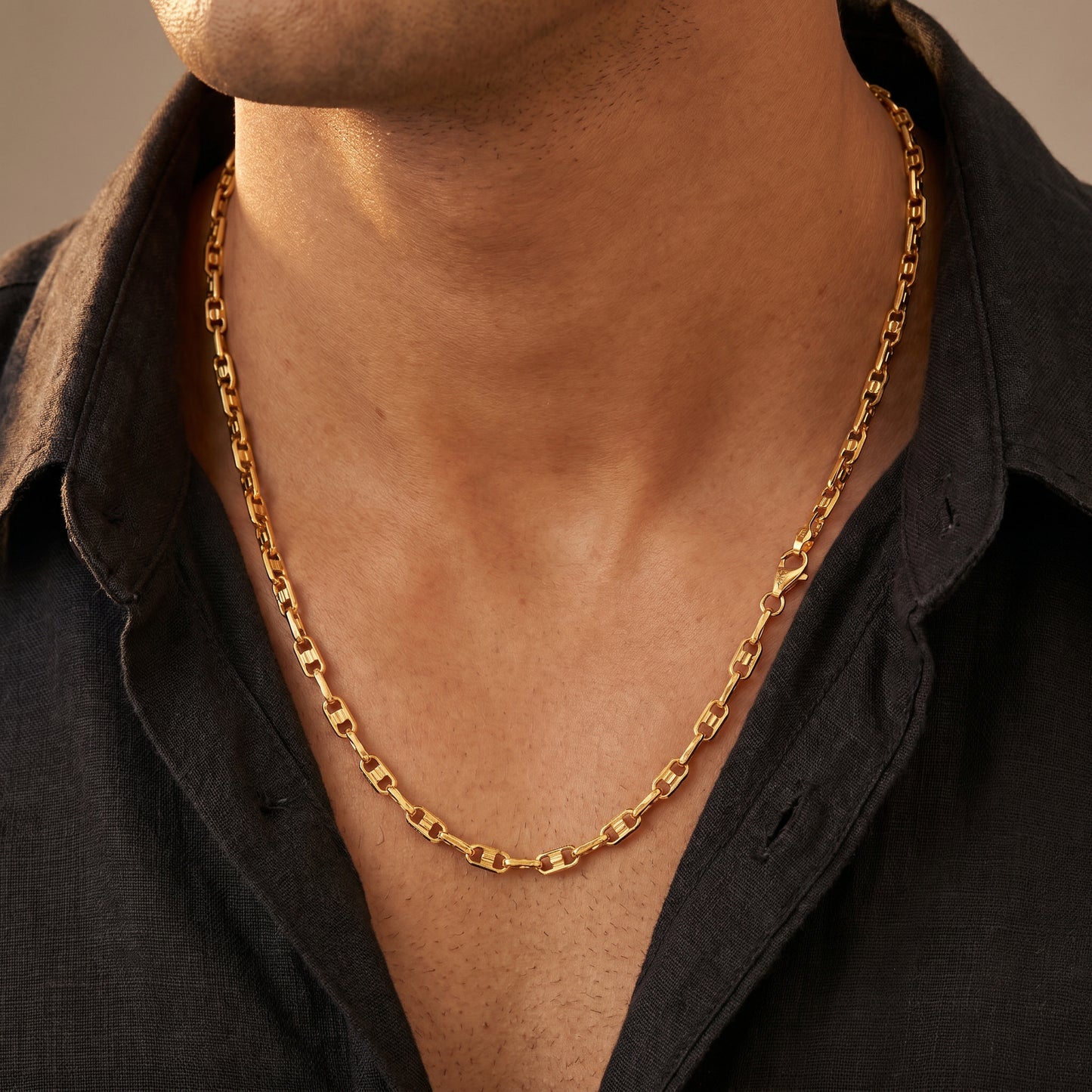 18Kt Yellow Gold Diamond Link Chain for Men