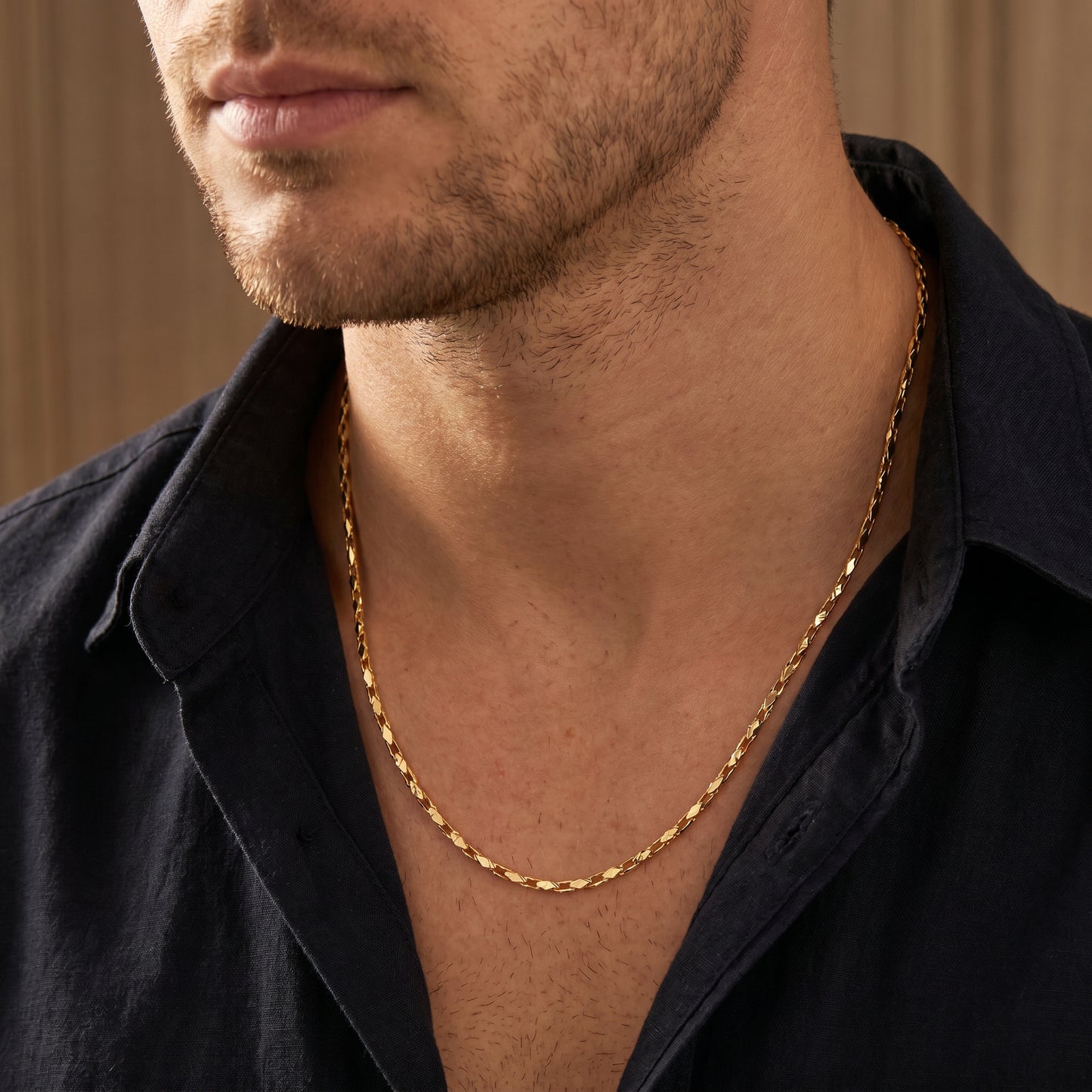 18Kt Yellow Gold Mirror Link Chain for Men