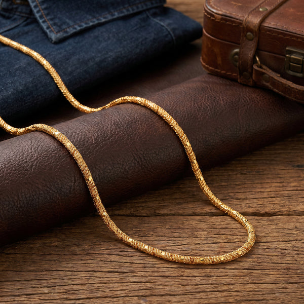18KT Yellow Gold Wheat Link Chain for Men