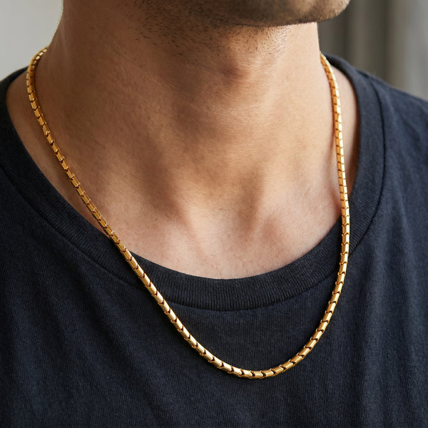 18Kt Yellow Gold Box Link Chain for Men